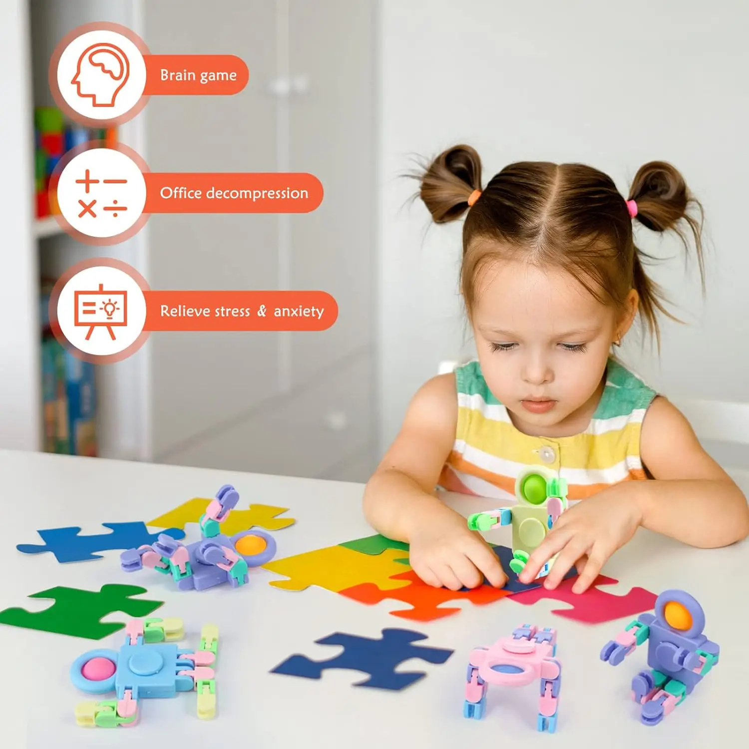 8-48PCS Roboter Fidget Spinner Geburtstag Goodie Bags Stuffers Party Favors Fingertip Gyro Kette DIY Stress Relief Spielzeug schule Geschenk