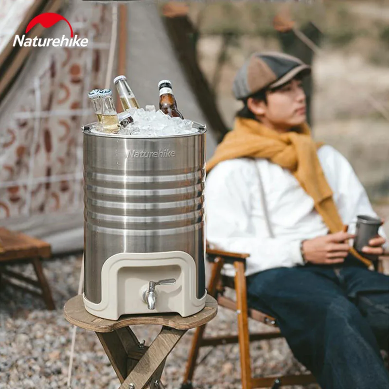 Naturehike 10L Picnic Insulation Bucket Stainless Steel Tea Drinks Water Container Camping Hiking Travel With Faucet Portable