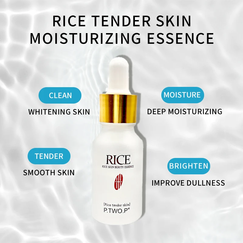 PTWOP White Rice Serum Moisturizing Anti Aging Wrinkle Face Essence Brightening Hyaluronic Shrinks Repairs Skin Face Care Serum