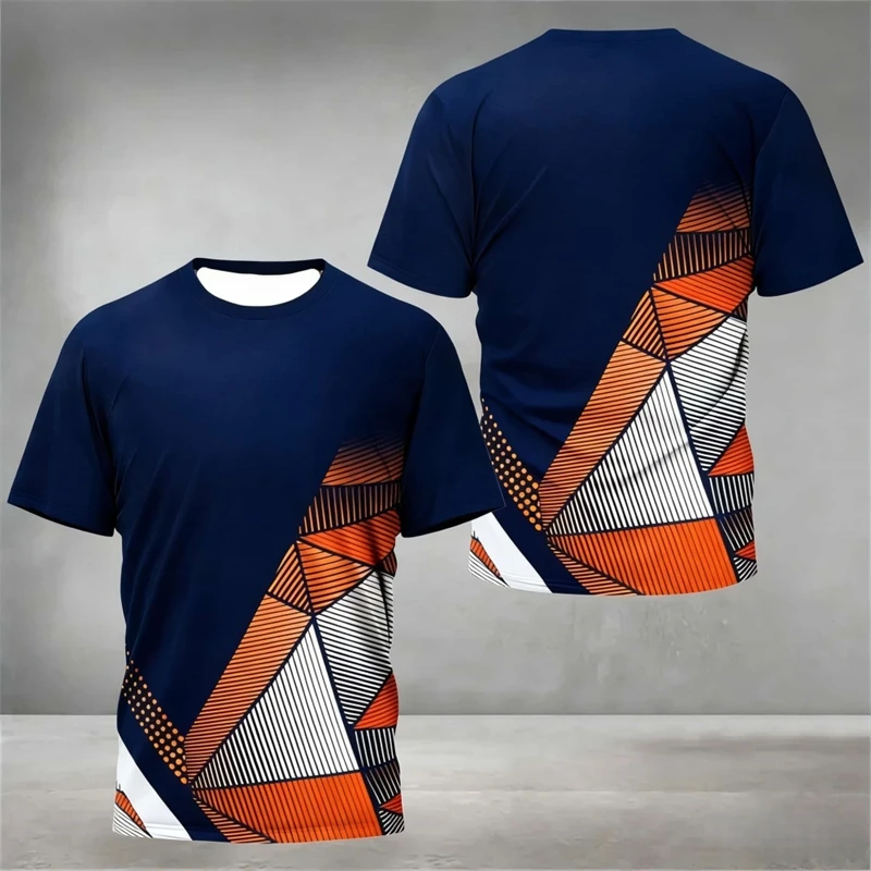 

Simple Geometric Graphic Training T Shirt For Men Fashion Outdoor Running Badminton T-shirts Summer Loose Breathable Sports Tees
