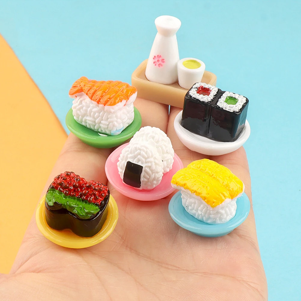 12 Pcs Simulation Sushi Mini Model Decor Artificial Dollhouse Food Toys Educational Montessori Reusable Lifelike