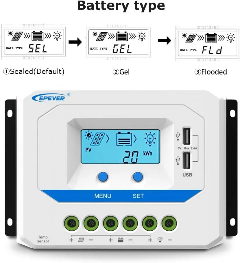 EPEVER VS -AU 10A 20A 30A 40A 60A PWM Solar Charge Controller