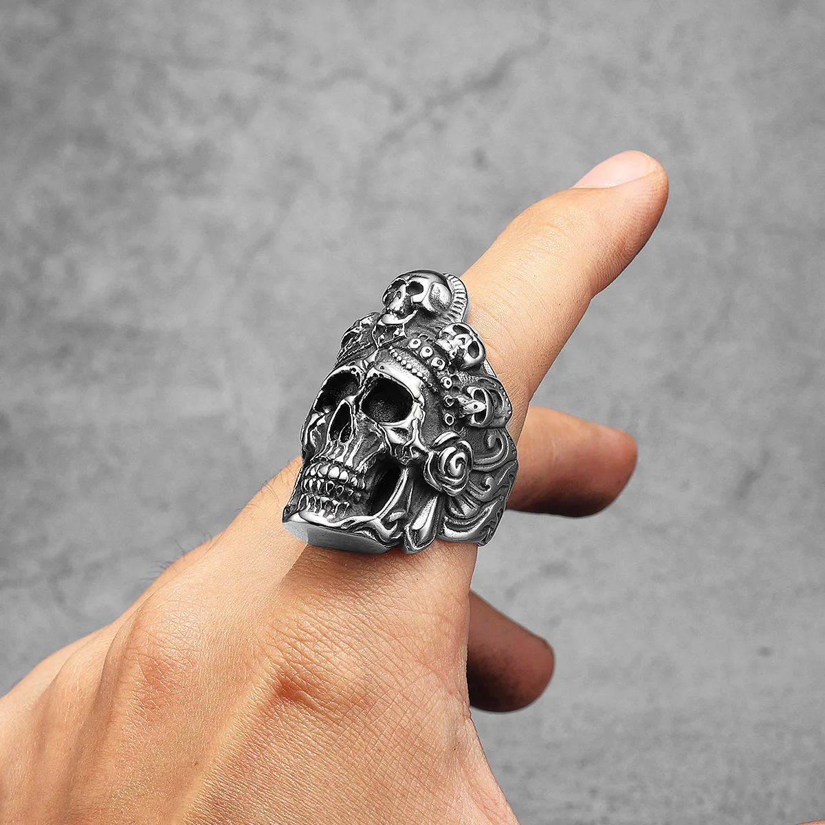 Death Ghost Skull Men Rings Stainless Steel Women Jewelry Punk Gothic Rock Vintage Cool Stuff Fashion Accessories Gift Wholesale