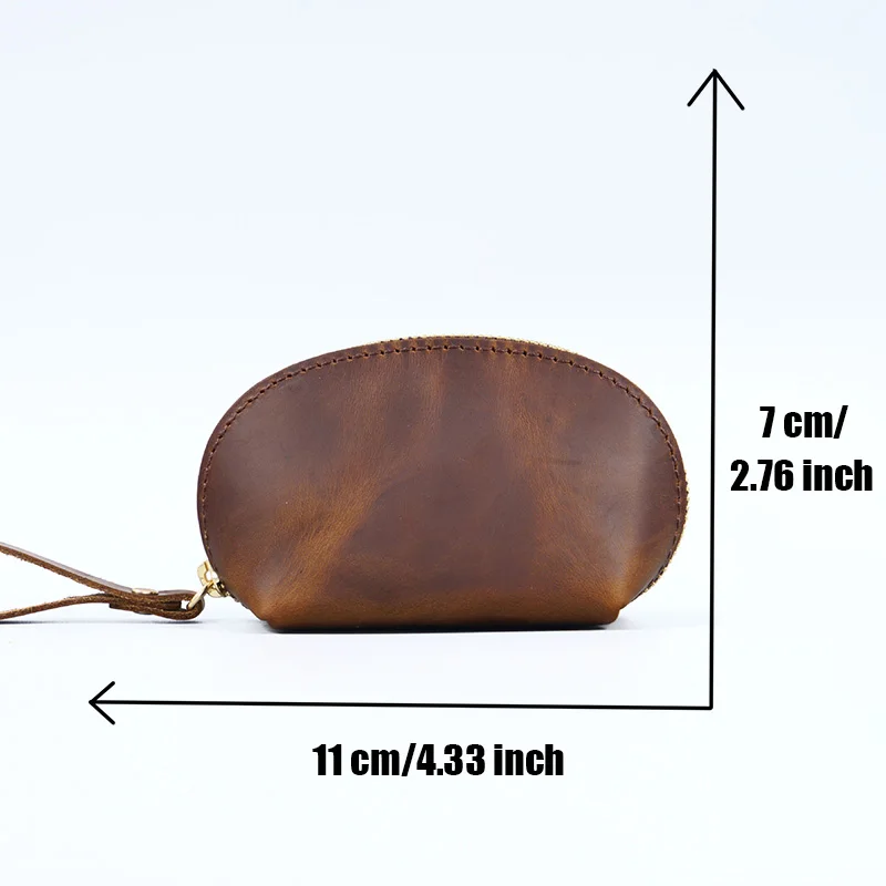 Vintage Genuine Leather Coin Purse, Lightweight And Portable Change Pouch For Women, Zipper Mini Leather Wallet