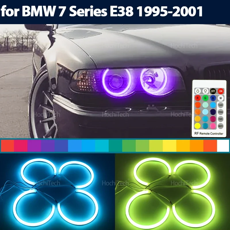 For BMW 7 Series E38 740i 740iL 750i 750iL 730d 740d 728i 1995-2001 16 Colors Rings Cotton LED Remote Control Angel Eyes Kit