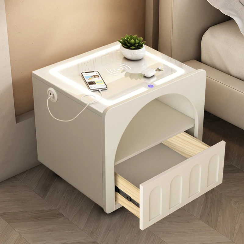 Intelligent cream style bedside table designer French high-end children's room storage cabinet Modern