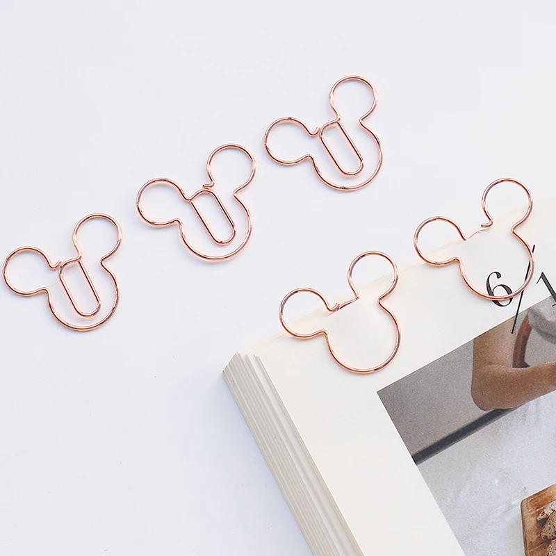 20pcs cartoon gold rose gold Paperclip on Book Paper Creative Paper Clips Students Stationery Office School Binding Supplies