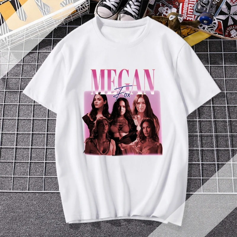 T-shirts for man Goth Clothes Harajuku Tops Men Graphic Megan Fox Streetwear Movie Actress Y2k Clothing Short Sleeved T-shirt