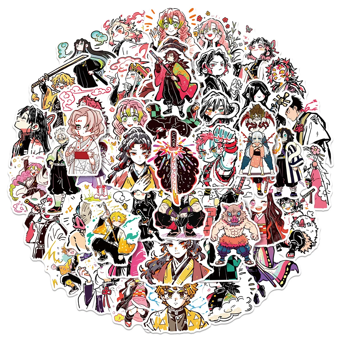 60PCS Cartoon Anime Demon Slayer Stickers for Laptop Suitcase Skateboard Guitar Phone Cartoon Waterproof Sticker Toys