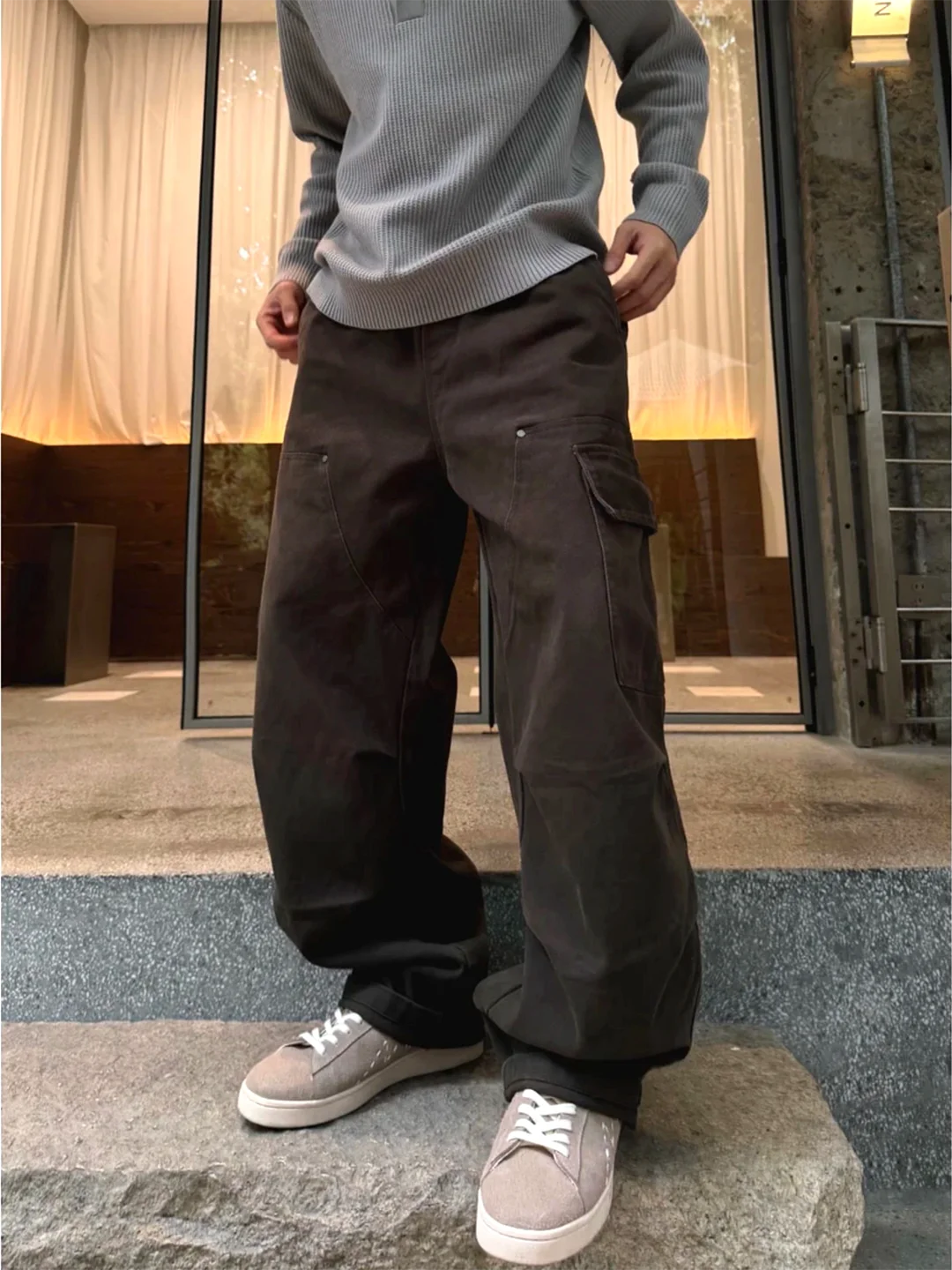 

American Retro Knife Workwear Pants Men's Autumn Winter Multiple kets Logging Wide Leg Jeans CleanFit Straight Leg Jeans