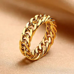DARHSEN Unisex Men Women Stainless Steel Statement Ring Chain Link Design Silver Color Fashion Jewelry Size 6 7 8 9 10 11 12