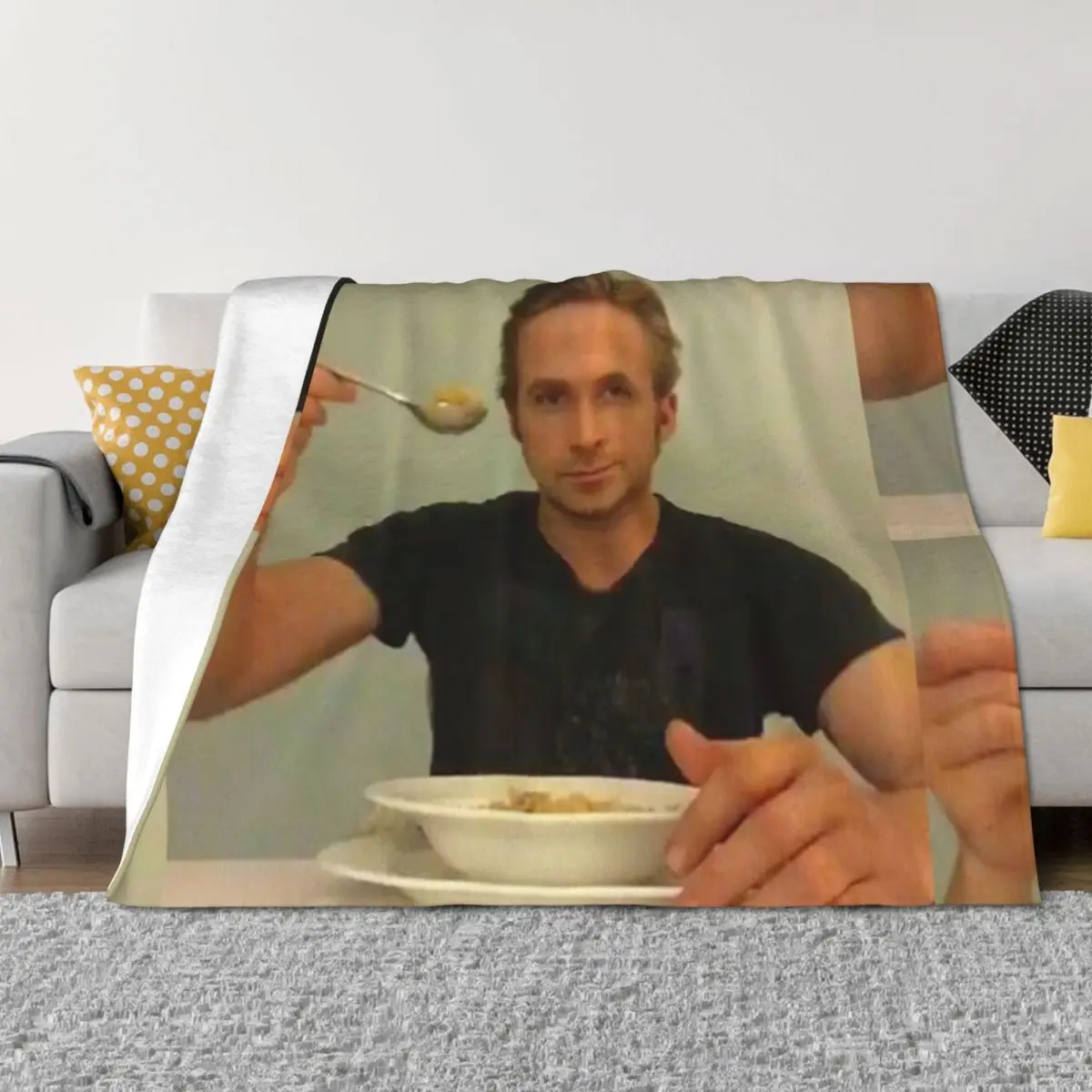 

ryan gosling eats his cereal Throw Blanket Hair Soft Plaid Luxury St Bed Blankets
