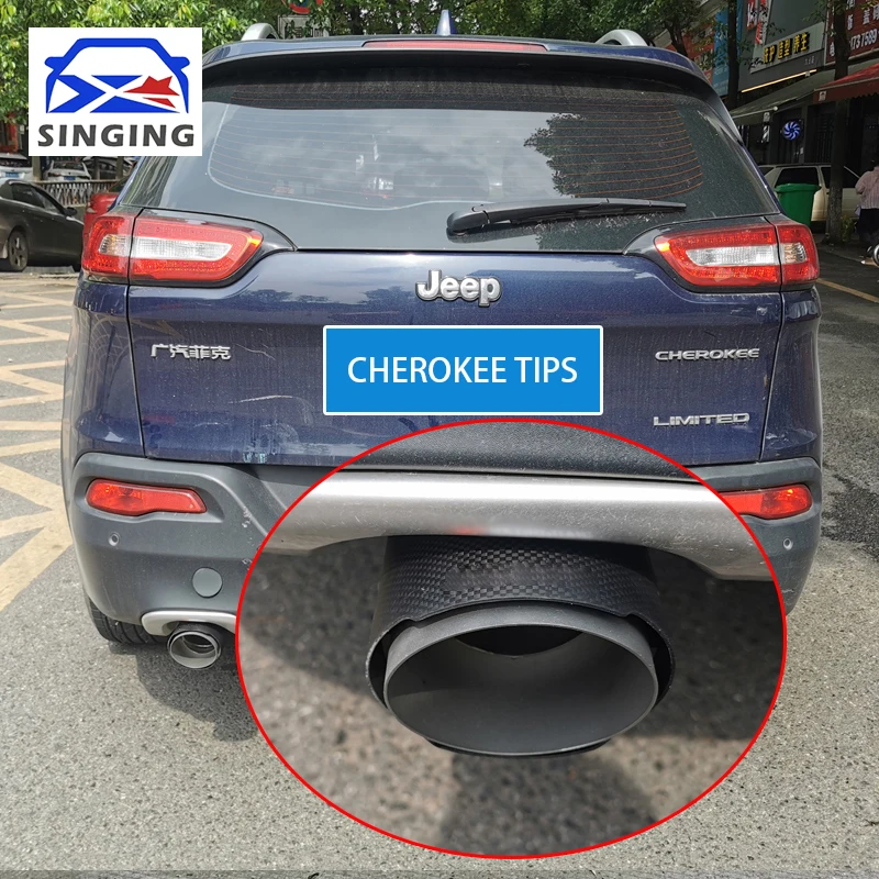 

Exhaust tip Carbon firber Rear Exhaust Pipe tips Muffler Tail Car Accessories auto parts decoration For 2014-2017 Jeep Cherokee
