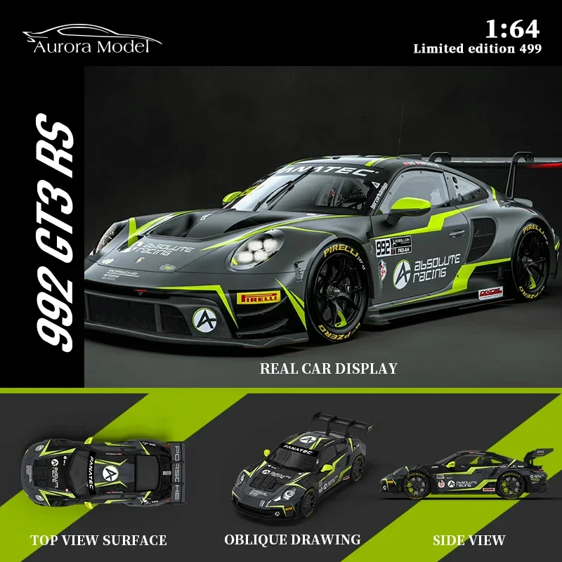 Aurora 1:64 Model Car POS 992 GT3 RS Alloy Die-Cast Art Sport Vehicle - Absolute Racing Coating