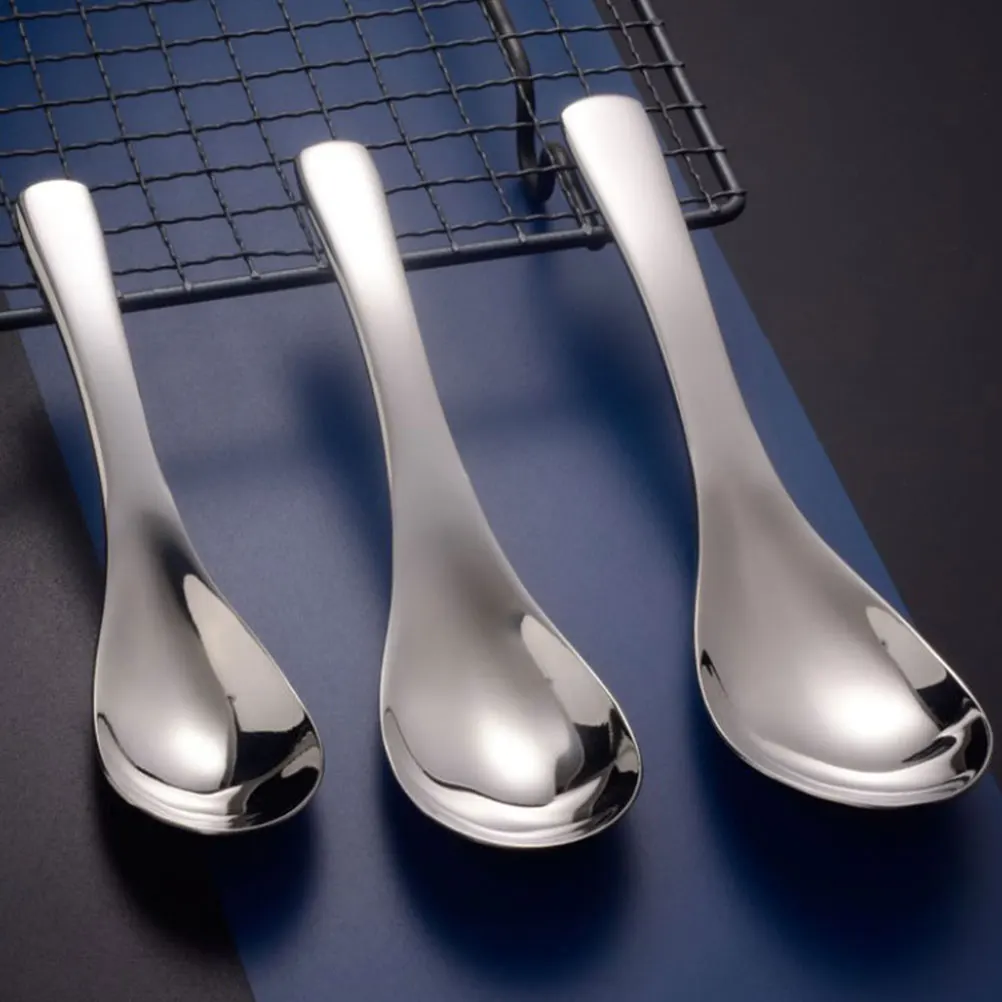 

2pcs Stainless Steel Kids Spoons Toddler Soup Dessert Rice Baby Learning Tableware Safe Ergonomic H Practical Gift