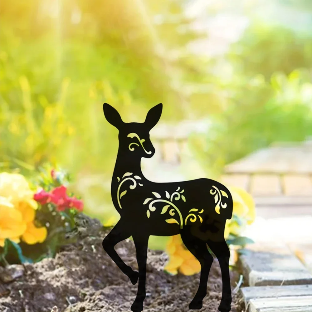 

Outdoor Metal Deer Statue,Silhouette Deer Stake,Outdoor Decor Metal Animal Stakes Waterproof Metal Deer Stake