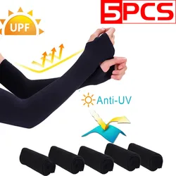 5/3Pcs Arm Sleeves Outdoor Women Sun Block Soft Long Sleeves Fingerless Gloves Mountaineering Cycling for Unisex UV Protection