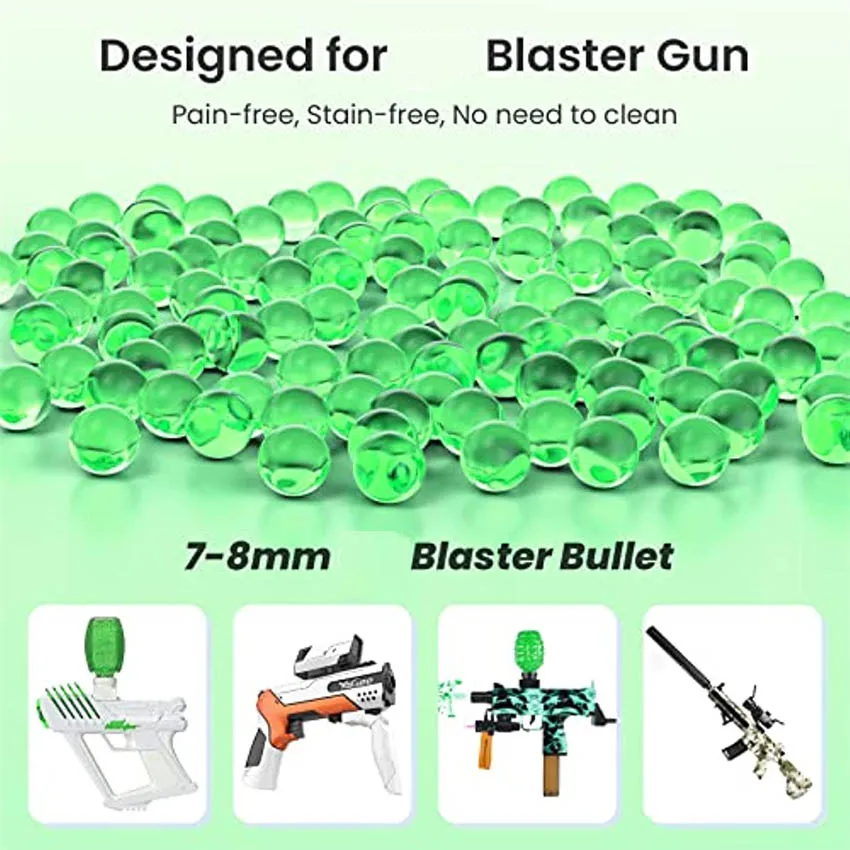 Gel ​Water Balls Beads Refill Ammo DIY Supplies Splatter Ball Gun Blaster Ammo Water Bullets Beads Home Flower Decor 7-8mm Green