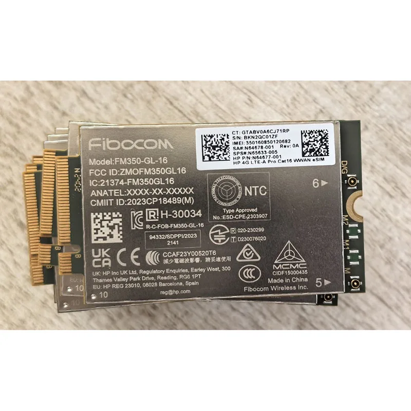 Fibocom FM350-GL-16 LTE Cat16 Module HP Laptop  4G LTE-A Pro CAT-16 WWAN Card Built-in Esim Pcie Interface Integrated GNSS
