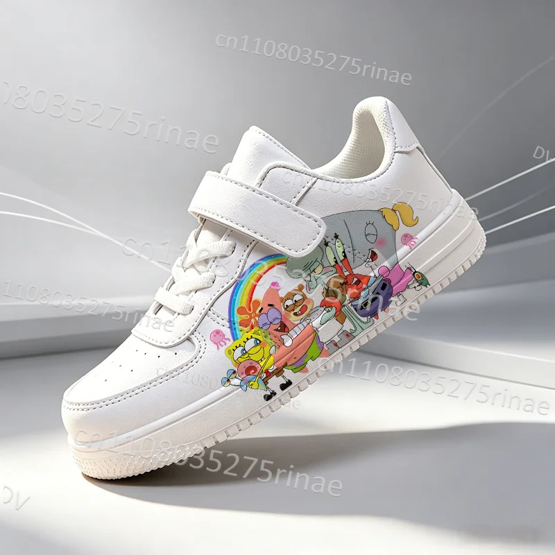 

2026 SpongeBobs Fashion Youth Student Children Casual Shoes White Series Shoes Simple Interest Design Flat Shoes