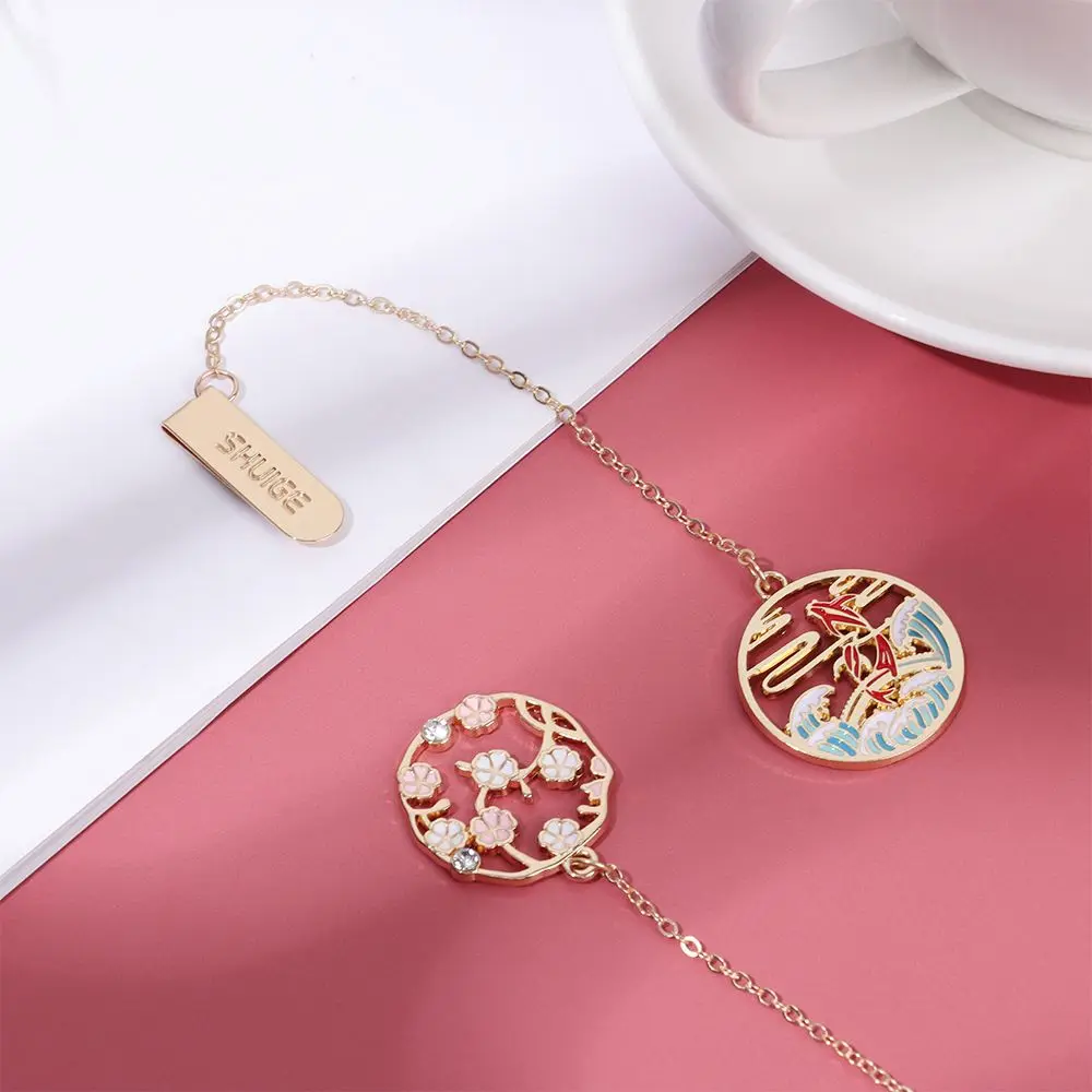 Chinese Style Retro Metal Tassel Red-crowned Crane Pendant Pagination Mark Book Clip Bookmark Personality