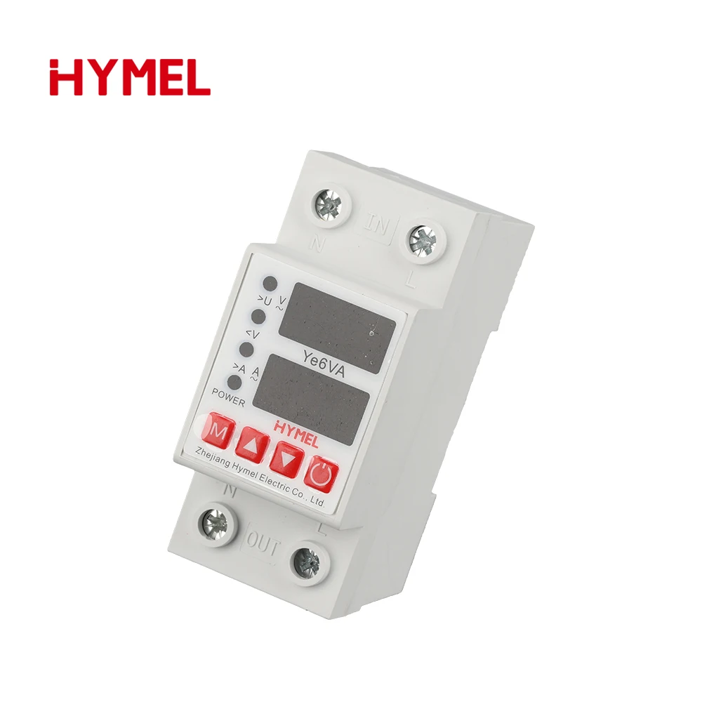 

DIN Rail Dual Display Adjustable Over/Under Voltage And Current Protective Relay Device 40A/63A/80A for 230V