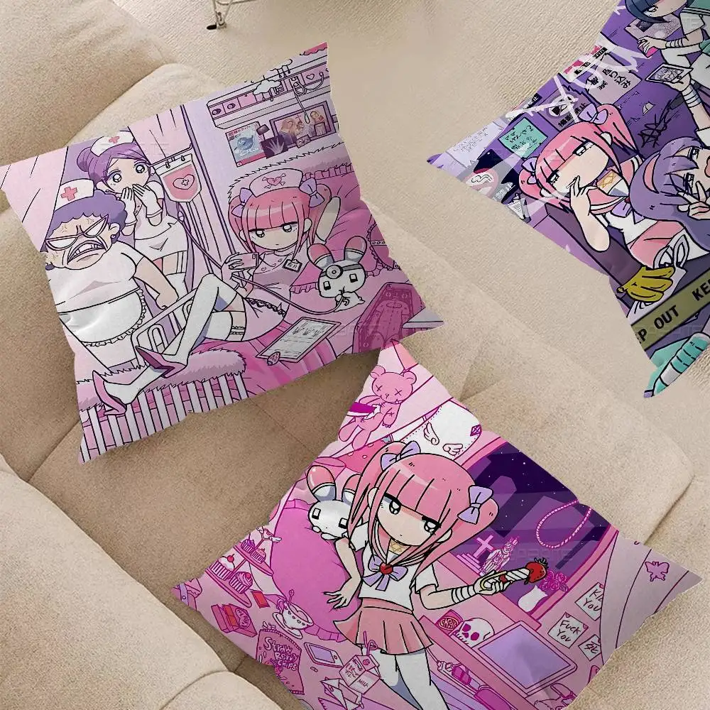 Cartoon Menhera C-Chan kawaii Pillow Covers Cartoon Sofa Decorative Home Double-sided Printing Short Plush Cute Cushion Cover