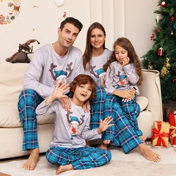 Xmas Pajamas Outfits Family Matching 2024 New Year Elk Plaid Printed 2PCS Piżama Spodnie Print Adult Kids Baby Christmas Clothing