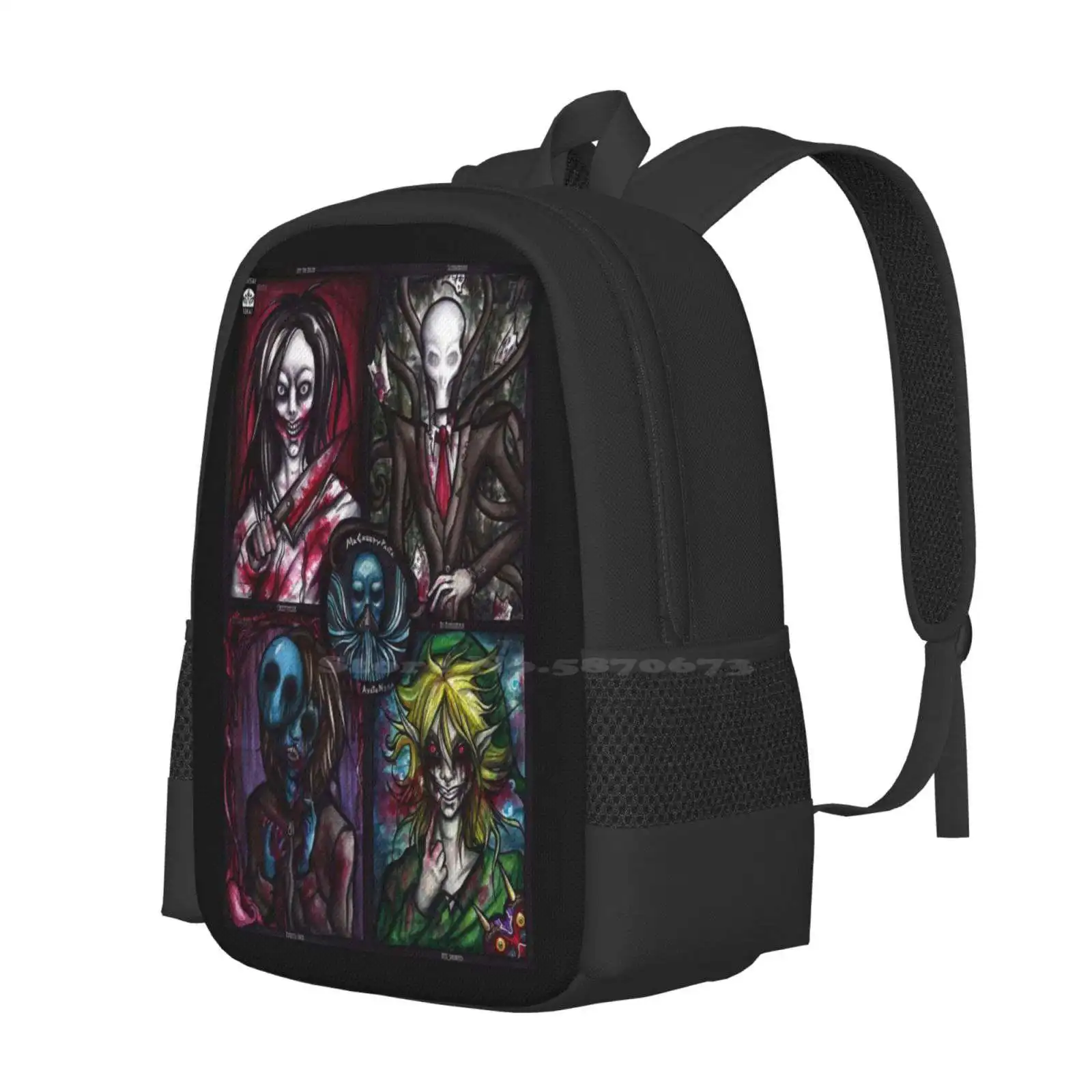 Creepypasta Pattern Design Bag Student's Backpack Creepypasta Horror Slenderman Jeff The Killer Eyeless Jack Ben Drowned Ghost