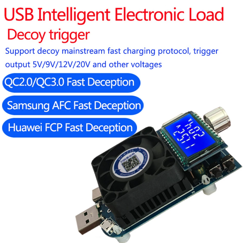 Carga Eletrônica de Corrente Constante Usb tipo c Testador de Bateria Qc2.0 3.0 Afc Fcp Gatilhos Monitor de Capacidade de Descarga 35w 25w