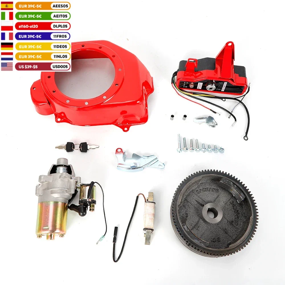 Engine Electric Start Flywheel Ignition Box Kit + Fan Protector for Honda gx160 gx200