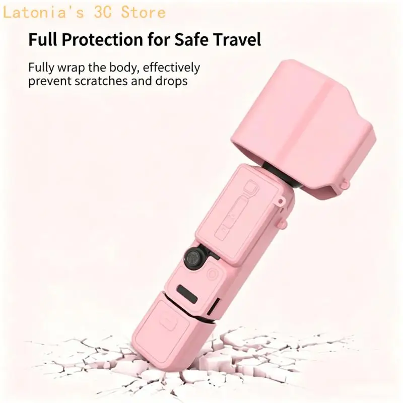 Camera Silicone Cover Set, Full Coverage Grip Case with Screen Lens Handle Covers and Lanyard for Pocket 4Pro Carry X3UB