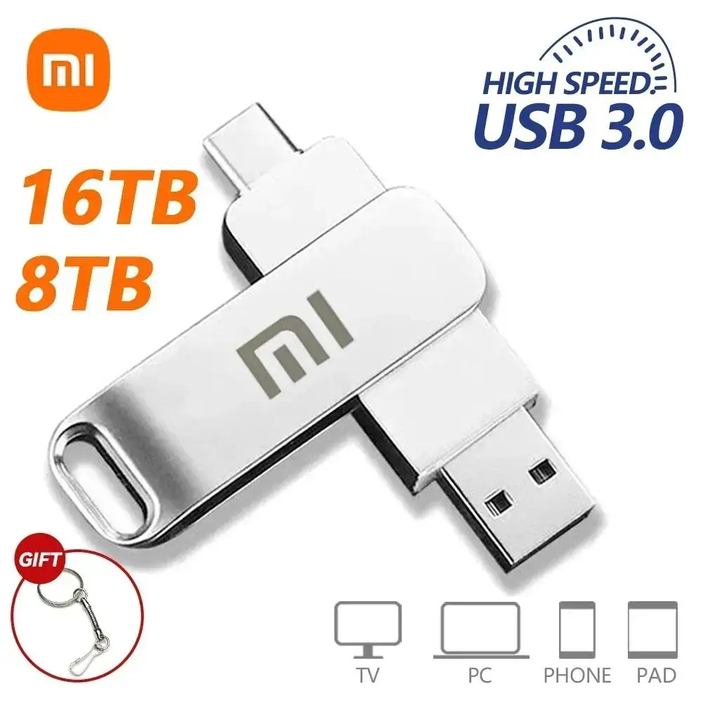 Xiaomi 16TB U Disk Mini Pen Drive USB Memory New USB Flash Drives 8TB 2TB TYPE C High Speed Usb 3.1 Waterproof Pendrive Metallic