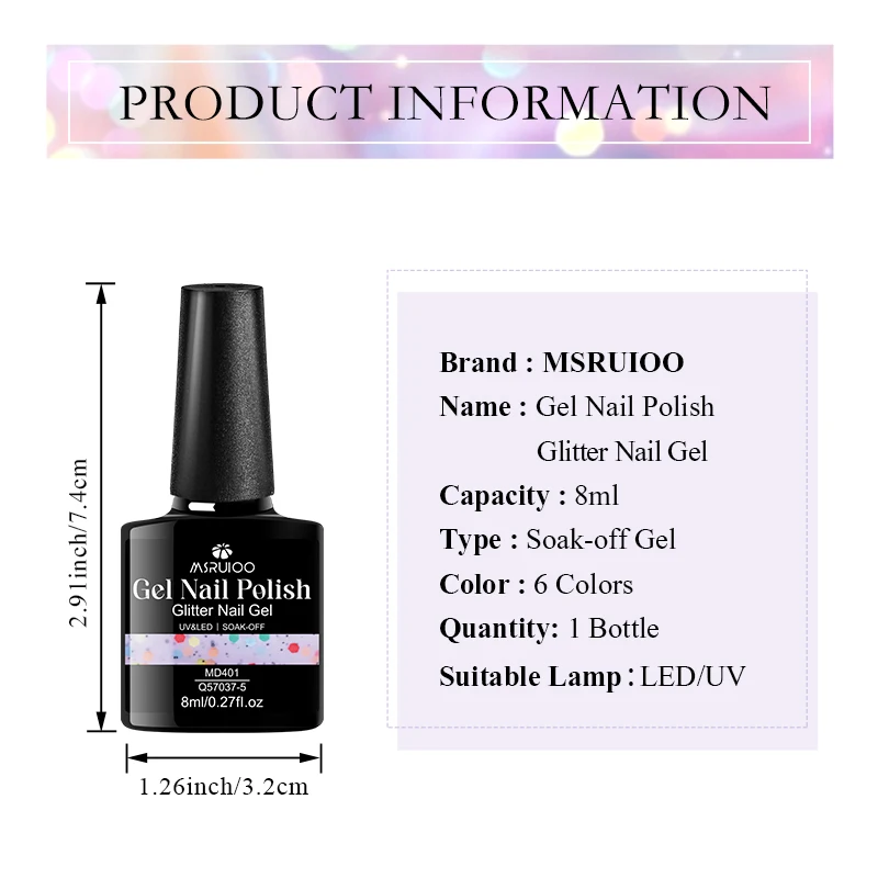 MSRUIOO 8ml 요구르트 글리터 네일 젤 폴란드어 밀키 화이트 핑크 네일 용품 매니큐어 디자인을위한 UV/LED 반영구적 바니시