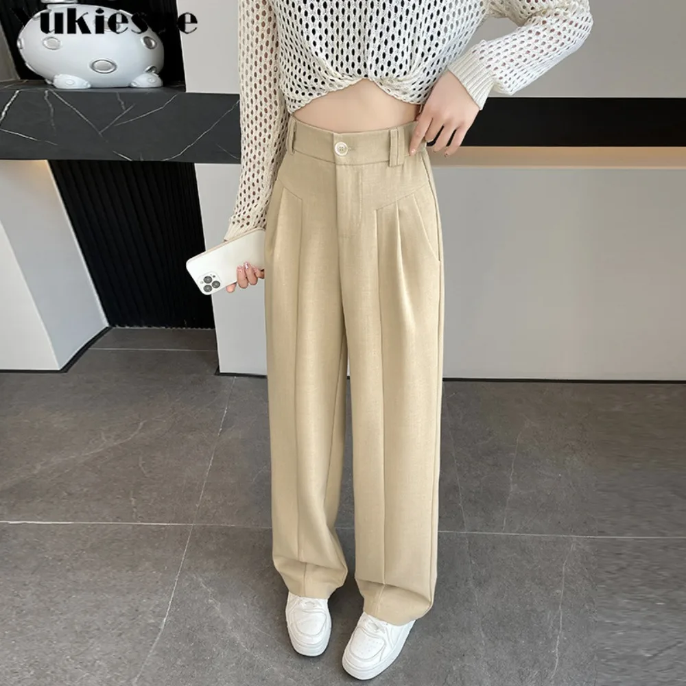 2025 Nieuwe Lente Herfst High End Gedrapeerde Zwarte Blazer Broek voor Vrouwen Peervorm Hoge Taille Casual Losse Wijde Pijpen Broek