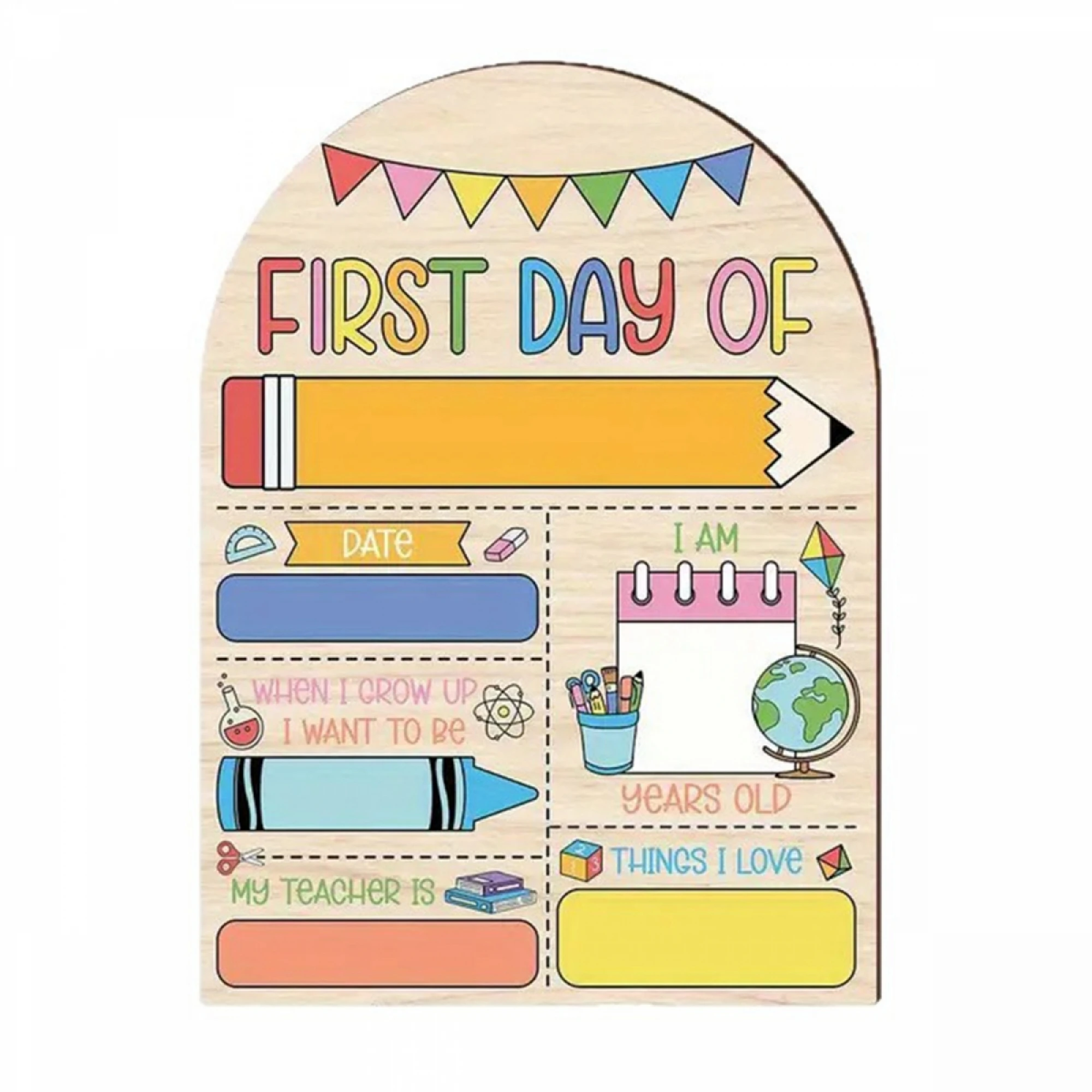 Day-Of First Day Of School Photo Prop First-Day Sign Wooden Board Wooden 1 St Kindergarten Compact First Day Of