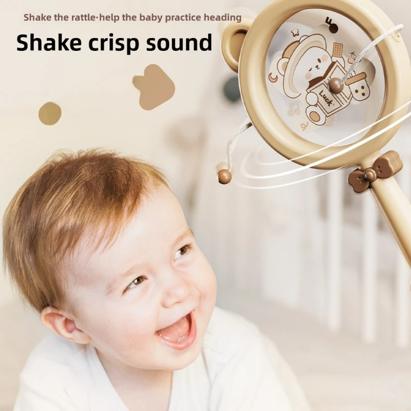 لعبة جرس مكرنك يدويًا للأطفال مع ألغاز وقبضة قابلة للمضغ - مجموعة حسية للتعلم المبكر لتعليم الأطفال الصغار واللعب المهدئ