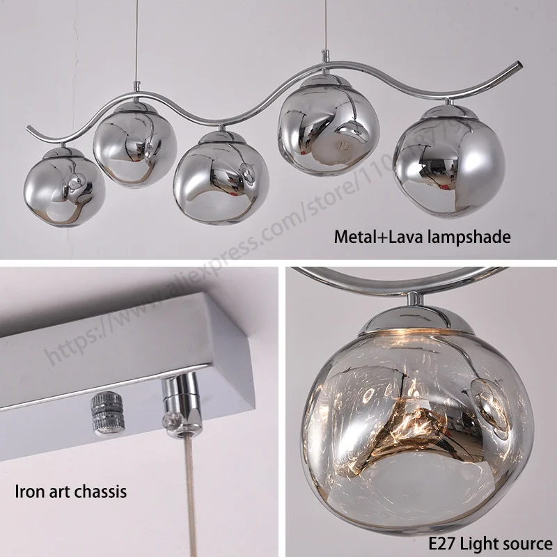 Lámpara colgante de Lava LED para decoración del hogar, candelabro para comedor, cocina, dormitorio, lámparas colgantes de tira larga minimalistas