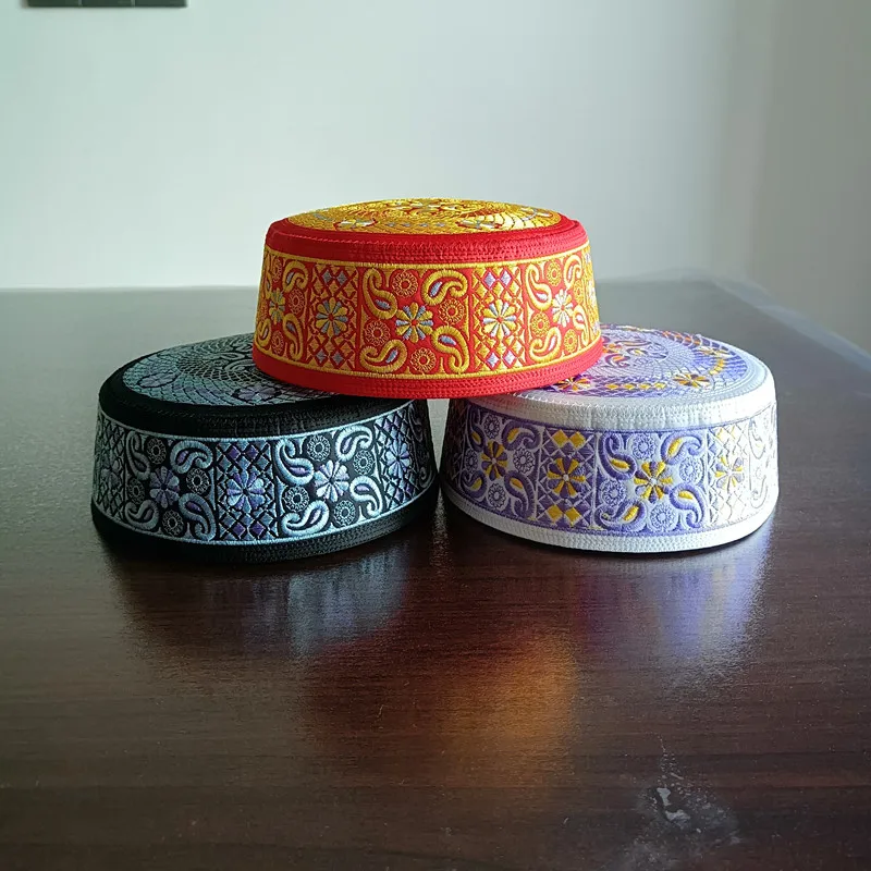New Boys Muslim Men Prayer Cap Hat Embroidery Saudi Arabia Islamic Hat Cap Kids Headscarf Topkippot Turban Leisure Saudi Cap