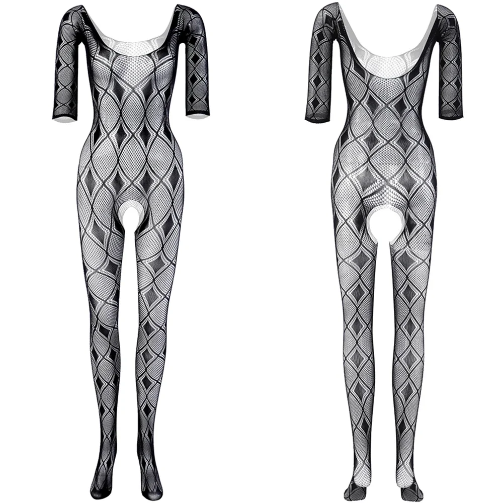 แฟชั่นผู้ชายยืดหยุ่นสูงชุดชั้นในสามี Party Night Club สวมชายเร้าอารมณ์ตาข่าย Hollow Out ดูผ่านถุงน่องร่างกายเต็มรูปแบบ