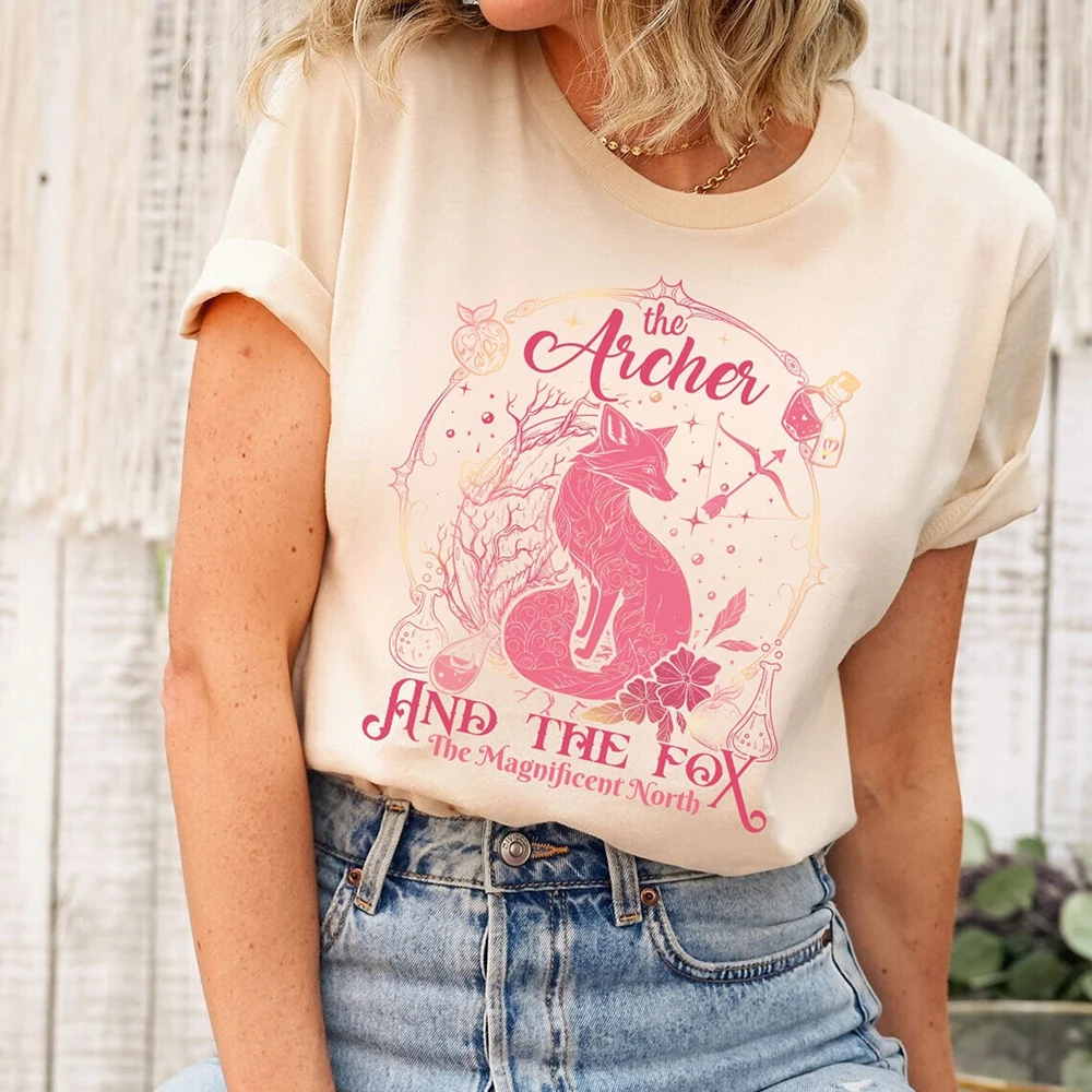 

The Archer and The Fox Comfort TShirt Cute Fantasy Books Jumper Shirts Gift For Readers Hookish Bookworm Tee Y2K Top Streetwear