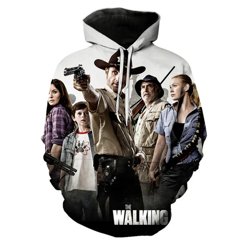 The Walking Dead Hoodies 3D Print Horror TV Drama Men Women Oversized Halloween Pullover Hooded Sweatshirts Streetwear Clothing