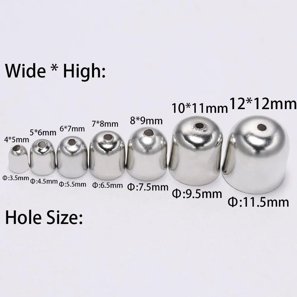 50-100pcs/lot Crimp End Caps Leather Cords End Tip Beads Caps Fit 4 -12mm Clasps For DIY Jewelry Making Findings Supplies image 3