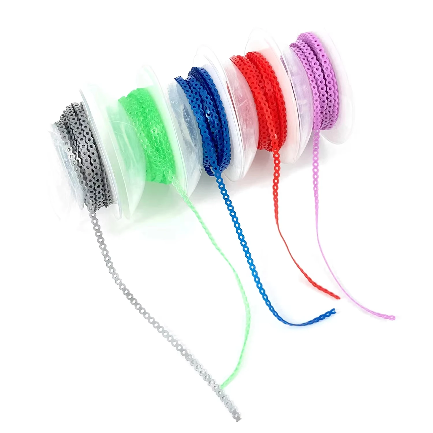 1Roll Dental Orthodontic Power Chain Elastic Colored Rubber Band Dental Continuous Power Chain Orthodontic Material Supplies