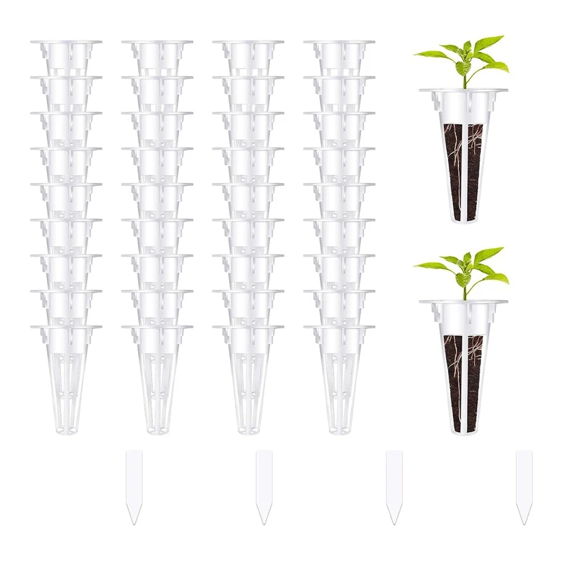 100PCS Grow Baskets, Hydroponic Seed Starter Pods Baskets Replacement Compatible Hydroponic With 100 Pcs Plant Labels Durable