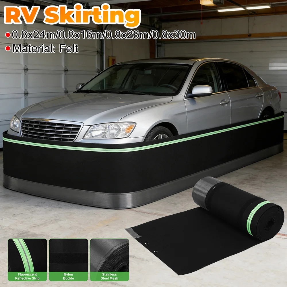 

Durable Insulated Camper Skirt with Tightly Metal Plates Windproof Waterproof Trailer Skirts for Travel Trailer Off Road Use
