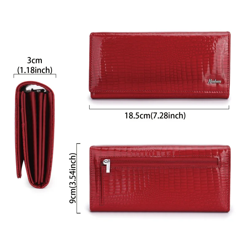 Western Crocodile Pattern Cowhide Leather Hasp Women Wallet Fashion Large Capacity Coin Purse for Ladies