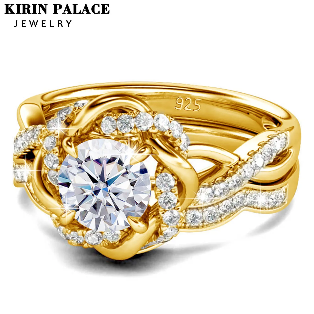 

Twisted Band Moissanite Rings 18K Gold Plated 925 Sterling Silver Ring Promise Luxury for Women Jewelry Engagement Gifts