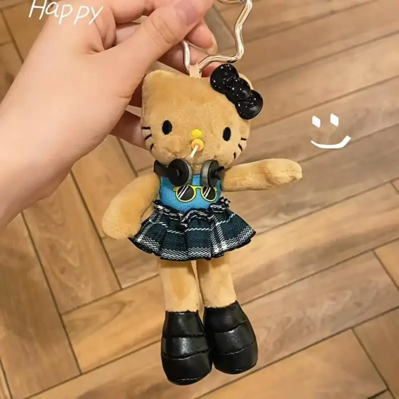 

Kawaii Sanrio черная кожа Hello Kitty длинные ноги плюшевые игрушки брелок мультфильм горячая девушка рюкзак кулон кукла друзья подарок на день рождения