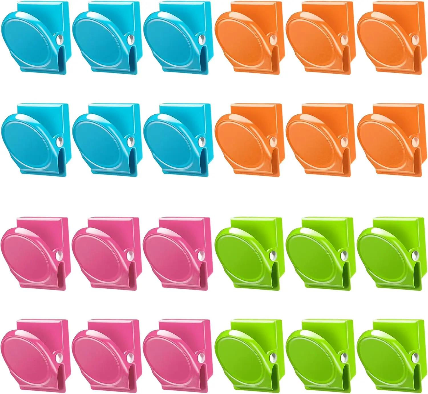 

Набор из 24 магнитных металлических зажимов для фиксации бумаг на холодильнике, маркерной доске и в шкафчиках — прочные принадлежности для классов и офисов